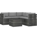 VidaXL 6-delige Loungeset met kussens pallet massief grenenhout