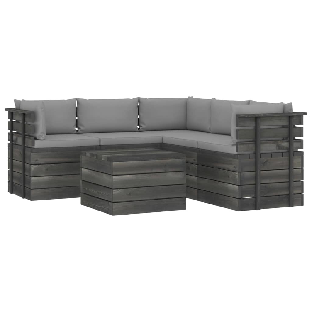 VidaXL 6-delige Loungeset met kussens pallet massief grenenhout