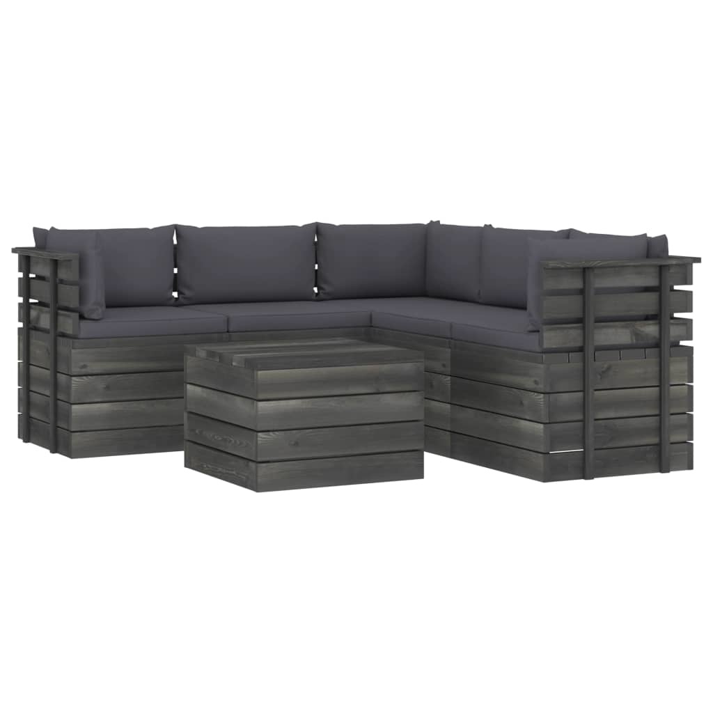 VidaXL 6-delige Loungeset met kussens pallet massief grenenhout