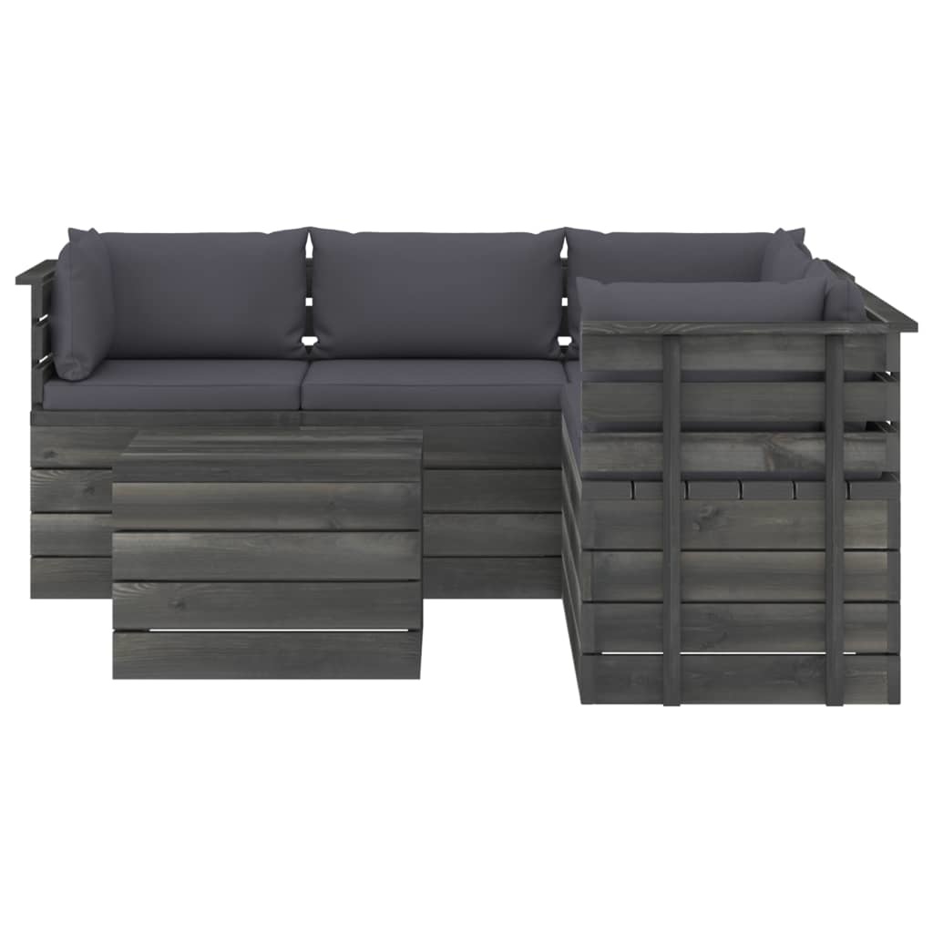 VidaXL 6-delige Loungeset met kussens pallet massief grenenhout