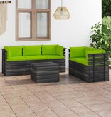 VidaXL 6-delige Loungeset met kussens pallet massief grenenhout