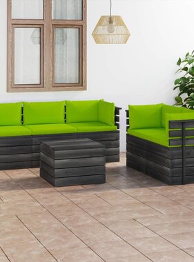 VidaXL 6-delige Loungeset met kussens pallet massief grenenhout