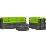 VidaXL 6-delige Loungeset met kussens pallet massief grenenhout