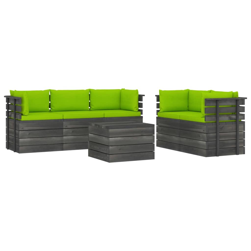 VidaXL 6-delige Loungeset met kussens pallet massief grenenhout