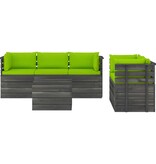 VidaXL 6-delige Loungeset met kussens pallet massief grenenhout