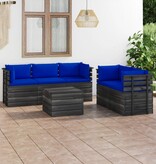 VidaXL 6-delige Loungeset met kussens pallet massief grenenhout