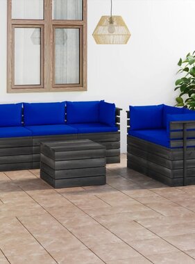VidaXL 6-delige Loungeset met kussens pallet massief grenenhout