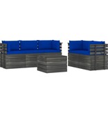 VidaXL 6-delige Loungeset met kussens pallet massief grenenhout