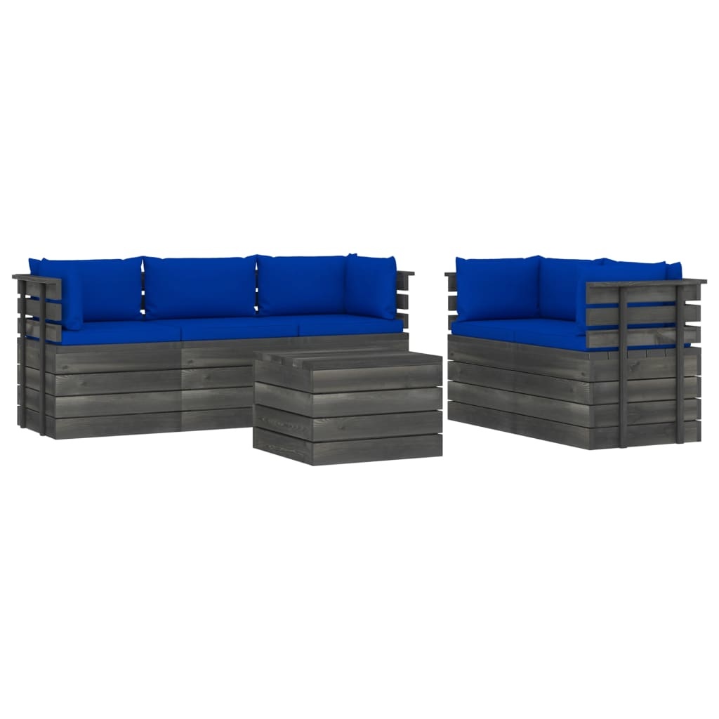 VidaXL 6-delige Loungeset met kussens pallet massief grenenhout