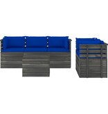 VidaXL 6-delige Loungeset met kussens pallet massief grenenhout