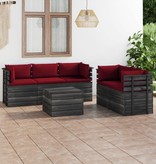 VidaXL 6-delige Loungeset met kussens pallet massief grenenhout