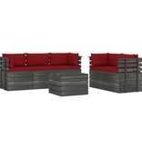 VidaXL 6-delige Loungeset met kussens pallet massief grenenhout