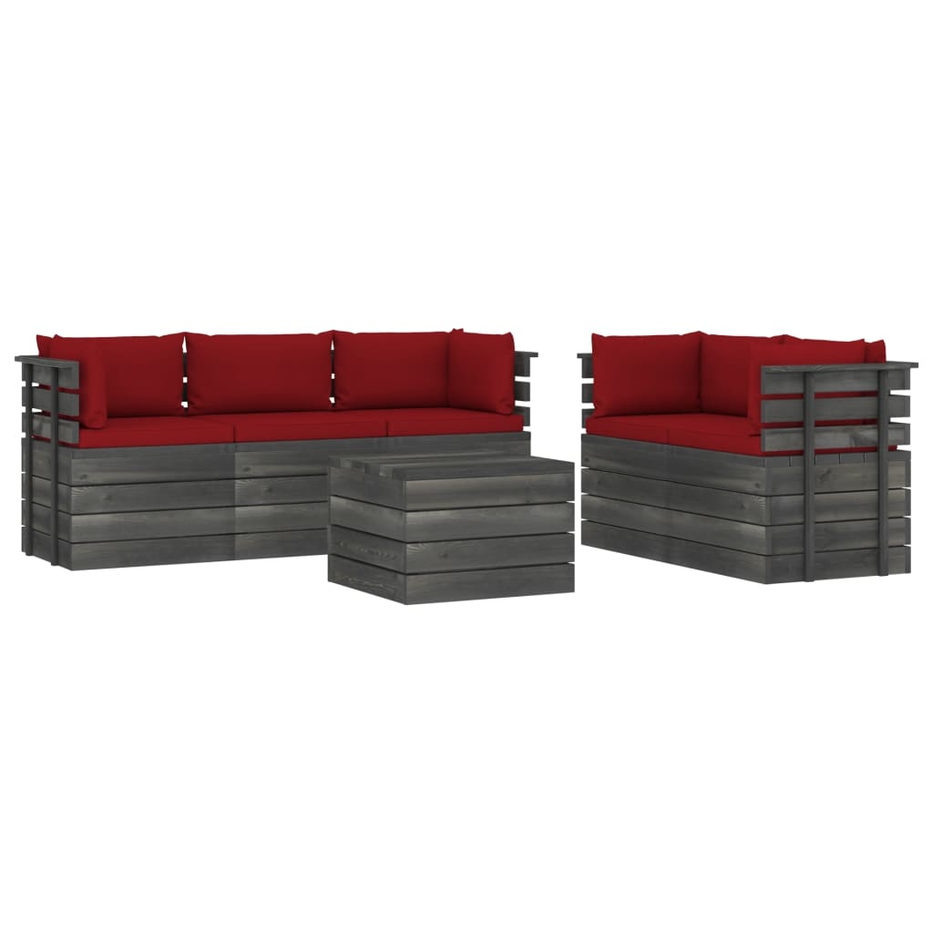 VidaXL 6-delige Loungeset met kussens pallet massief grenenhout