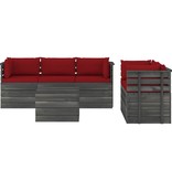 VidaXL 6-delige Loungeset met kussens pallet massief grenenhout