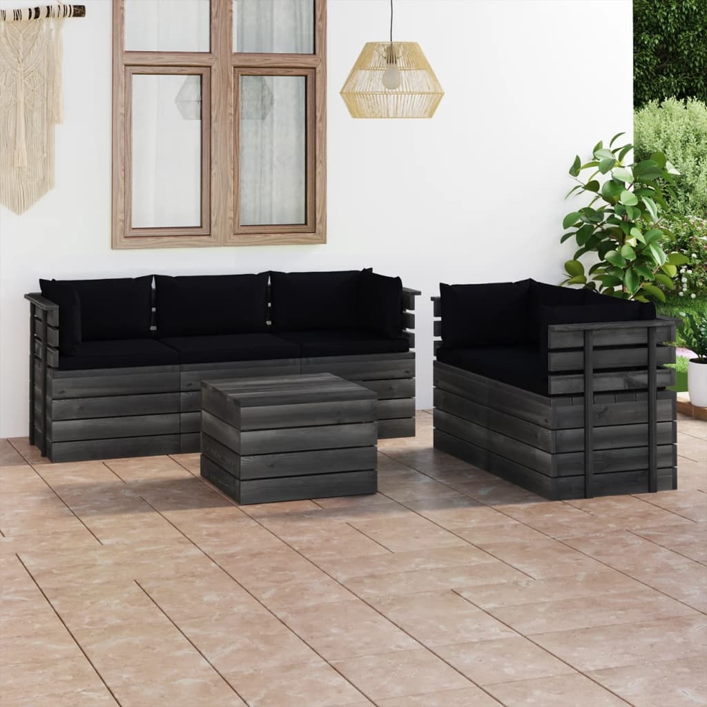 VidaXL 6-delige Loungeset met kussens pallet massief grenenhout