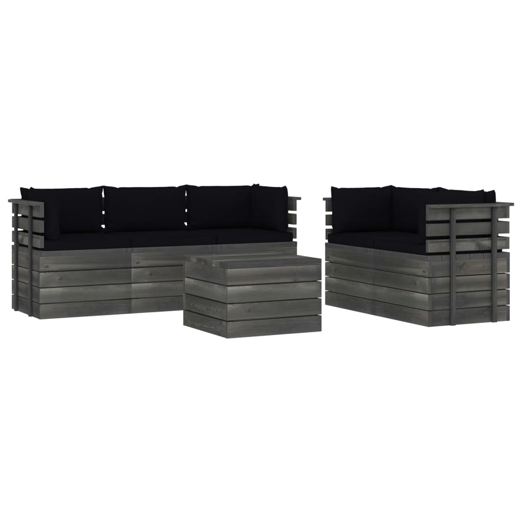 VidaXL 6-delige Loungeset met kussens pallet massief grenenhout