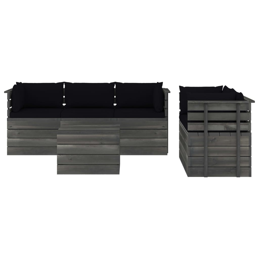 VidaXL 6-delige Loungeset met kussens pallet massief grenenhout