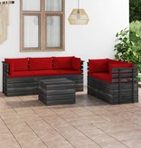 VidaXL 6-delige Loungeset met kussens pallet massief grenenhout