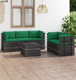 VidaXL 6-delige Loungeset met kussens pallet massief grenenhout