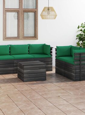 VidaXL 6-delige Loungeset met kussens pallet massief grenenhout