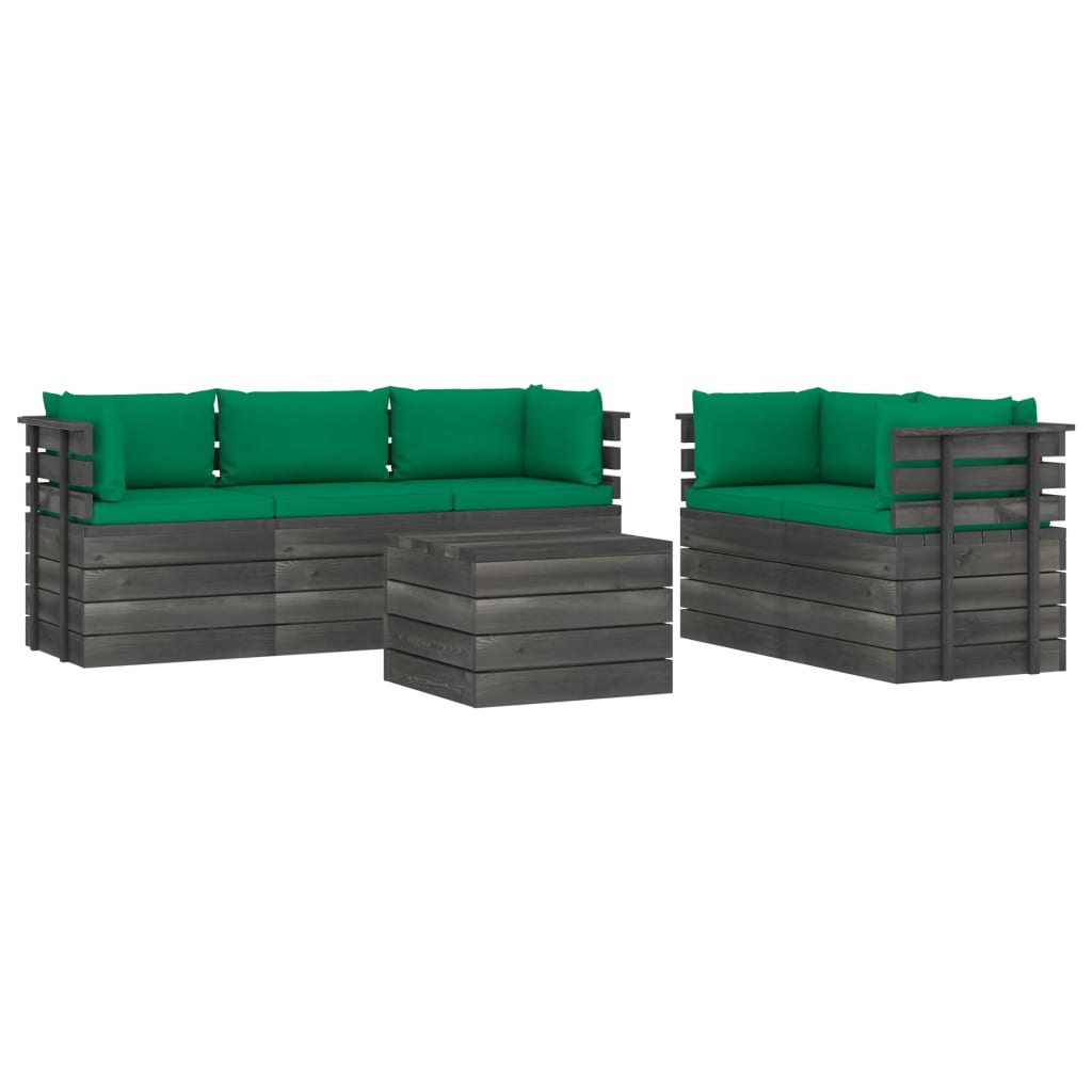VidaXL 6-delige Loungeset met kussens pallet massief grenenhout