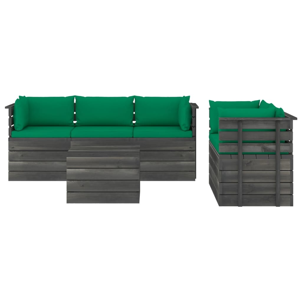 VidaXL 6-delige Loungeset met kussens pallet massief grenenhout