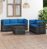 VidaXL 6-delige Loungeset met kussens pallet massief grenenhout