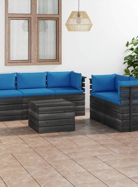 VidaXL 6-delige Loungeset met kussens pallet massief grenenhout