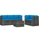 VidaXL 6-delige Loungeset met kussens pallet massief grenenhout