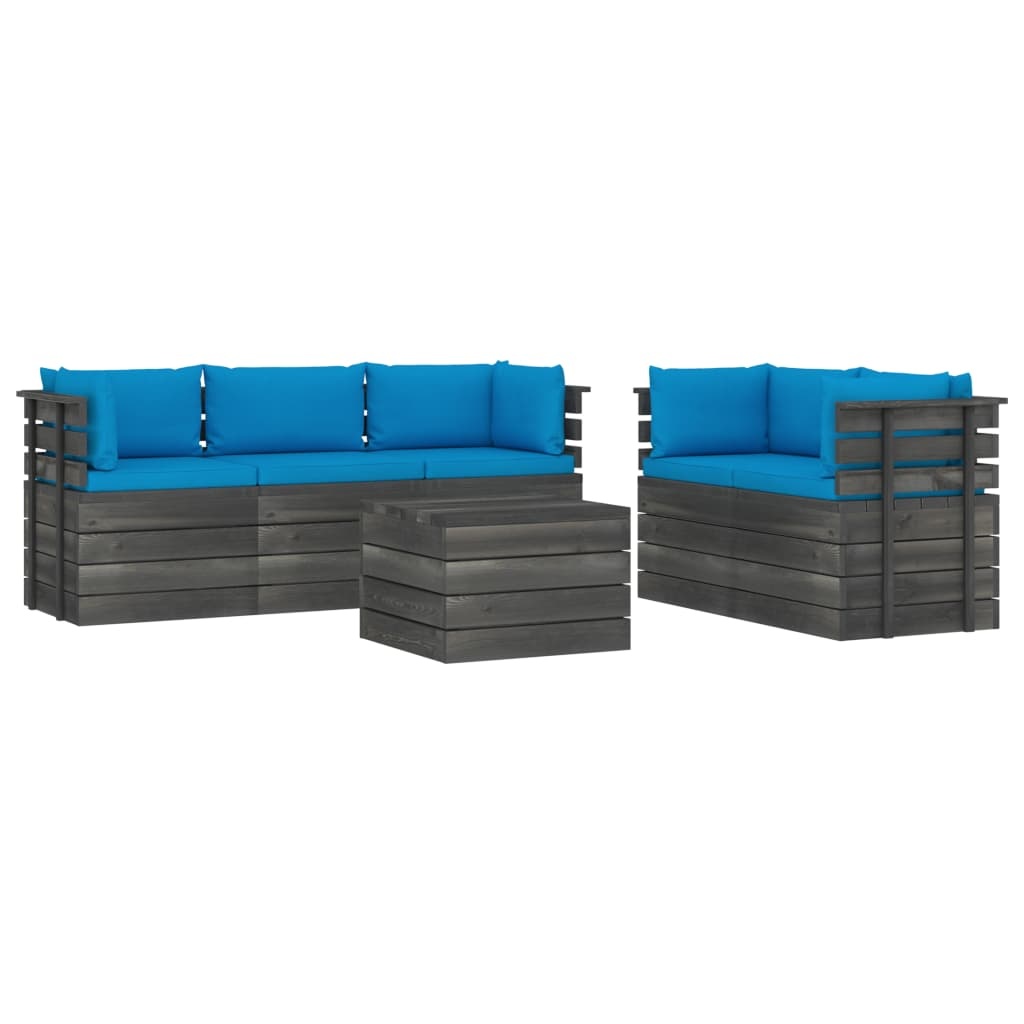 VidaXL 6-delige Loungeset met kussens pallet massief grenenhout