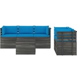 VidaXL 6-delige Loungeset met kussens pallet massief grenenhout