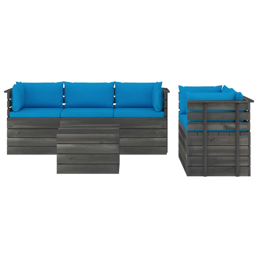 VidaXL 6-delige Loungeset met kussens pallet massief grenenhout
