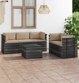 VidaXL 6-delige Loungeset met kussens pallet massief grenenhout