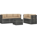 VidaXL 6-delige Loungeset met kussens pallet massief grenenhout