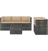 VidaXL 6-delige Loungeset met kussens pallet massief grenenhout