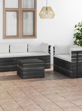 VidaXL 6-delige Loungeset met kussens pallet massief grenenhout