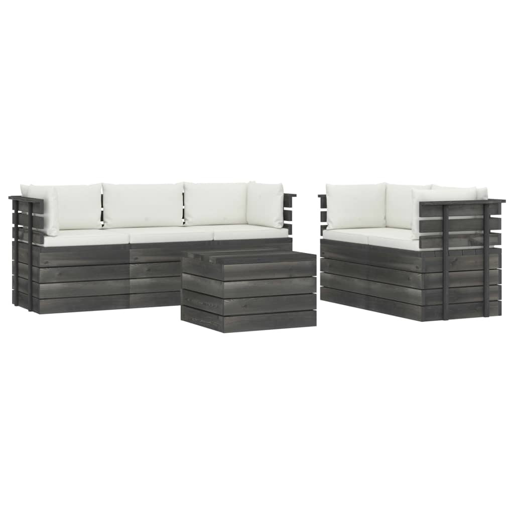 VidaXL 6-delige Loungeset met kussens pallet massief grenenhout