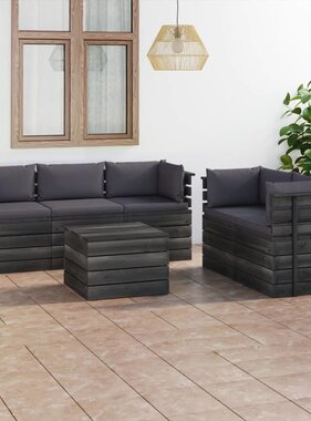 VidaXL 6-delige Loungeset met kussens pallet massief grenenhout