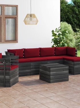 VidaXL 7-delige Loungeset met kussens pallet massief grenenhout