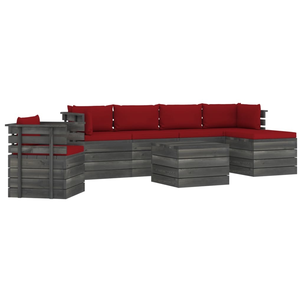 VidaXL 7-delige Loungeset met kussens pallet massief grenenhout