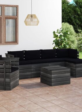 VidaXL 7-delige Loungeset met kussens pallet massief grenenhout