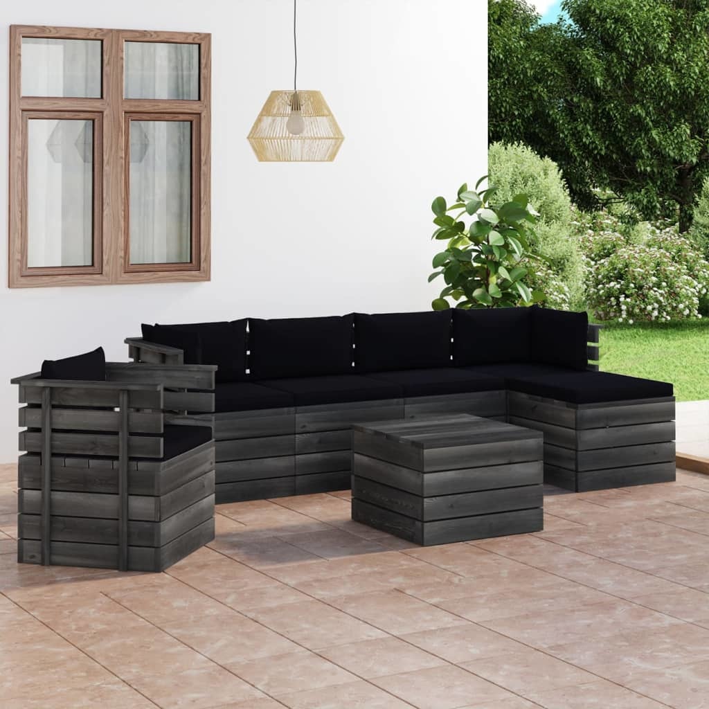 VidaXL 7-delige Loungeset met kussens pallet massief grenenhout