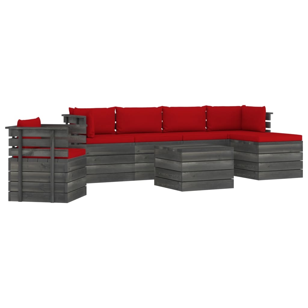 VidaXL 7-delige Loungeset met kussens pallet massief grenenhout