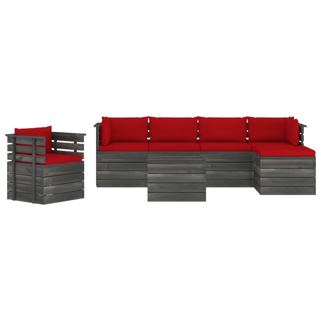 VidaXL 7-delige Loungeset met kussens pallet massief grenenhout