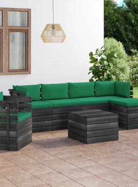 VidaXL 7-delige Loungeset met kussens pallet massief grenenhout