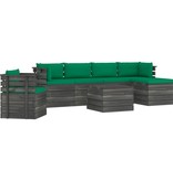 VidaXL 7-delige Loungeset met kussens pallet massief grenenhout