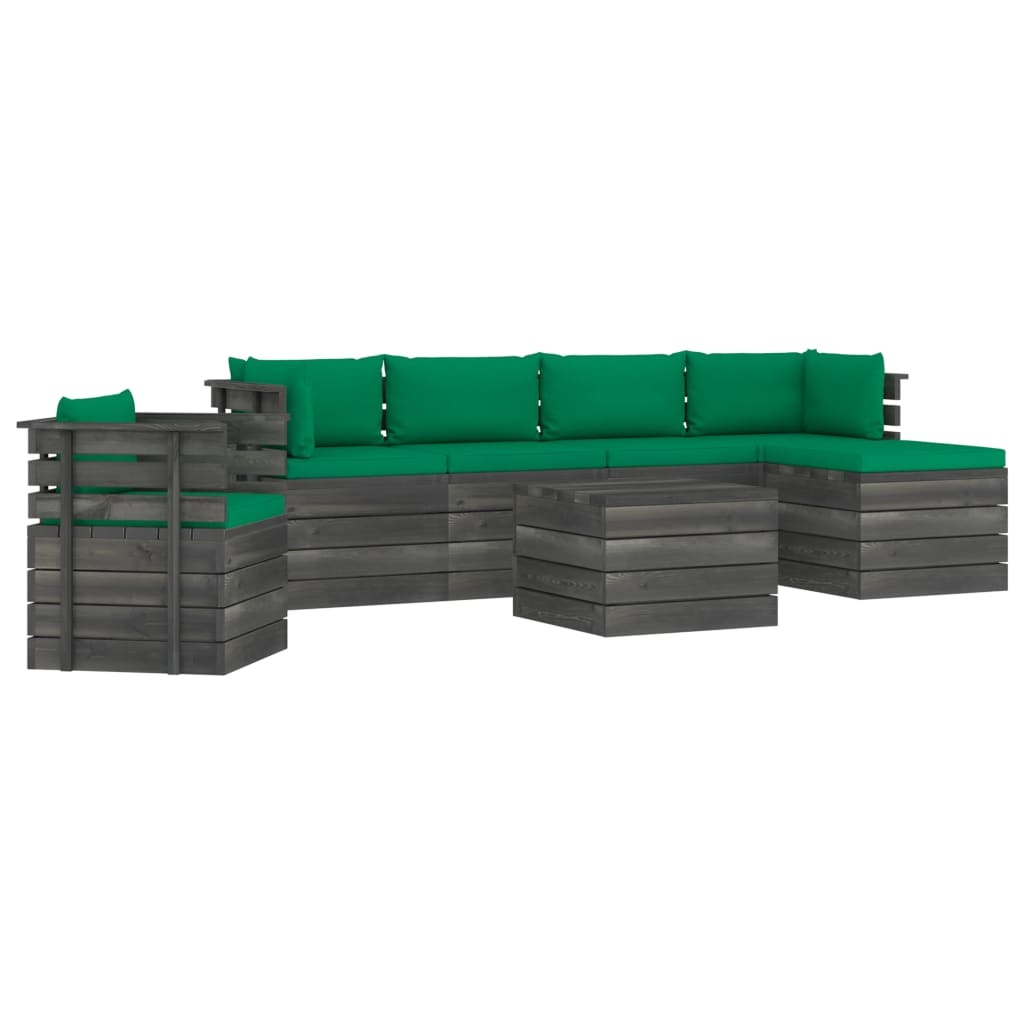 VidaXL 7-delige Loungeset met kussens pallet massief grenenhout