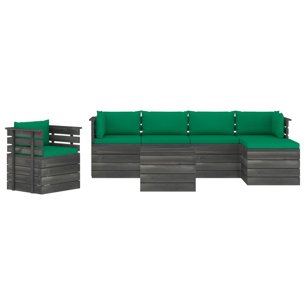 VidaXL 7-delige Loungeset met kussens pallet massief grenenhout