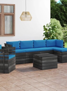 VidaXL 7-delige Loungeset met kussens pallet massief grenenhout