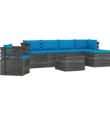 VidaXL 7-delige Loungeset met kussens pallet massief grenenhout
